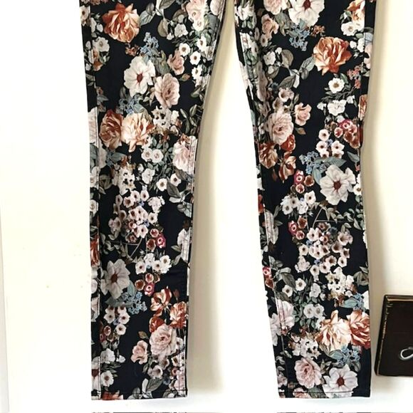 JEN 7 by 7 FOR ALL MANKIND BLACK FLORAL SKINNY ANKLE JEANS SIZE 8 - Picture 6 of 9